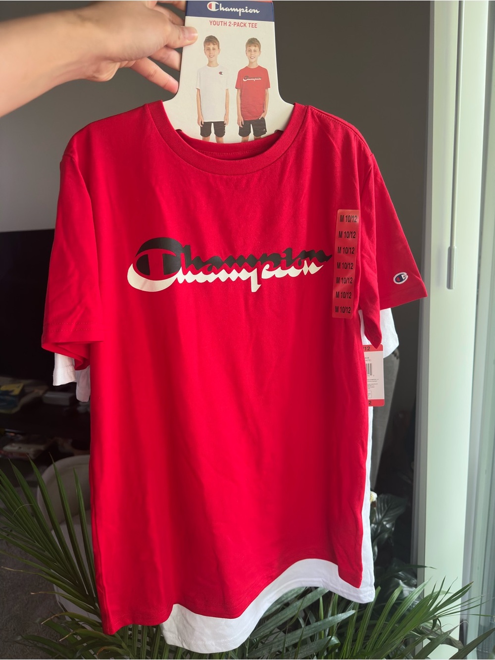 Champion NWT Youth 2-Pack Tee, Red & White Size M 10/12